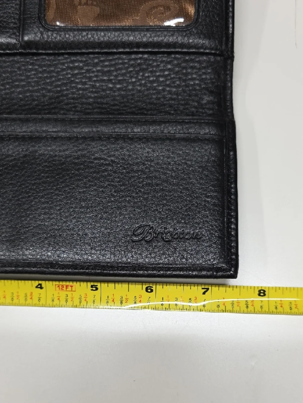 Brighton Leather Trifold Checkbook Wallet, Textured Black Silver Hearts